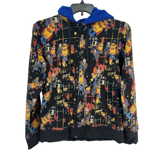 Vintage Y2K Sarin Robot Print Zip Up Hoodie Jacket Mens Size Medium - Picture 1 of 8